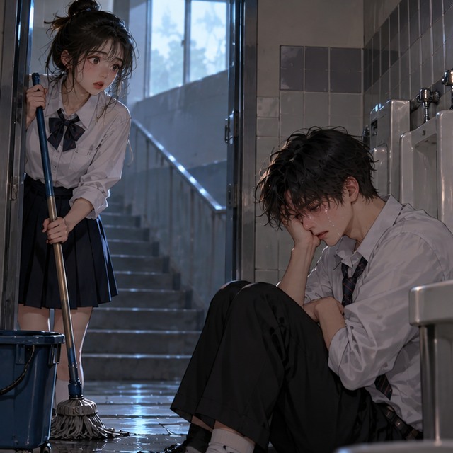 我在转学的第一天，撞见全校第一在哭